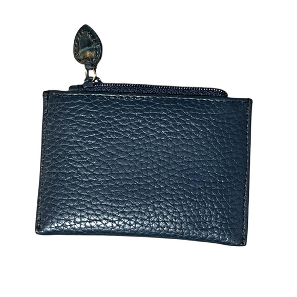 Brighton Small Wallet Blue Leather ID Holder Zippered Coin Purse Heart Window - Picture 3 of 3